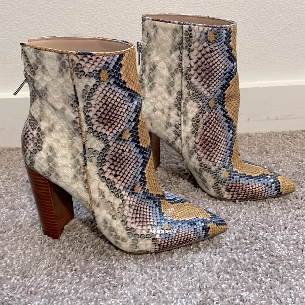 Steve Madden Trista Multicolor Snakeskin Heeled Boots